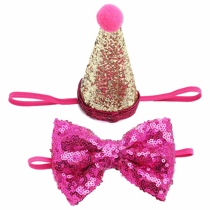 Sequin Solid Color PU Dog Bow Tie | Puppy And Small Dog Accessory Rose Red bow