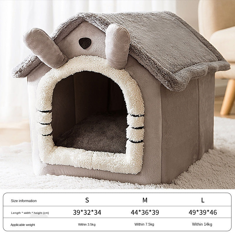 Cozy Coral Fleece Dog Bed | Universal Dog House for All Seasons Grey / L house