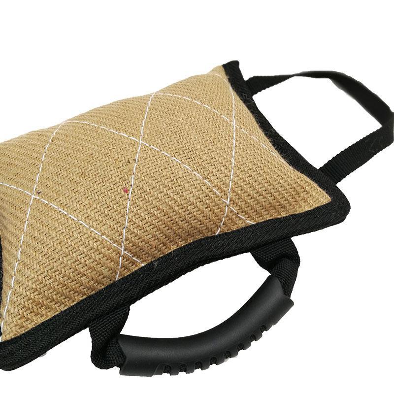 Durable Jute Dog Bite Pillow | Interactive Training And Tug Toy Beige dog training
