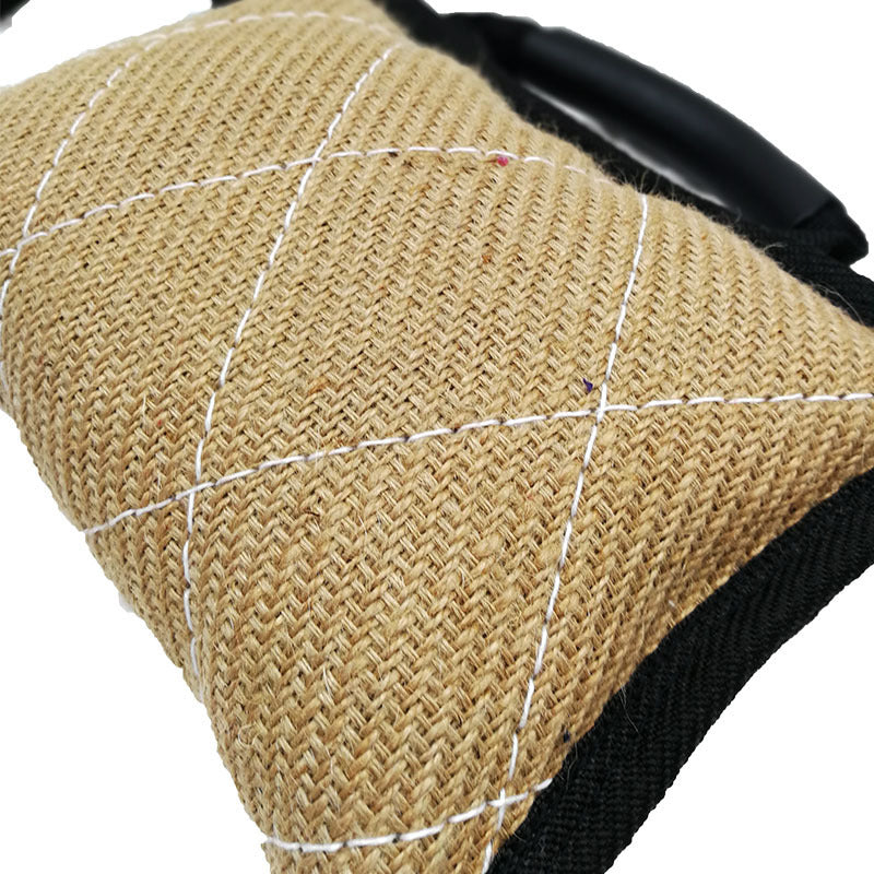 Durable Jute Dog Bite Pillow | Interactive Training And Tug Toy Beige dog training