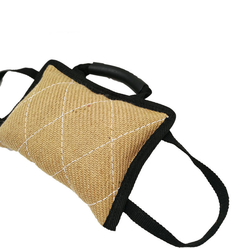 Durable Jute Dog Bite Pillow | Interactive Training And Tug Toy Beige dog training