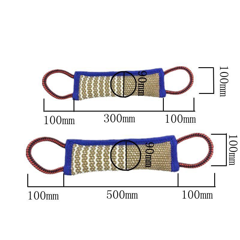 Linen Dog Bite Tug Toy | Durable Training Stick with Blue Edge dog training