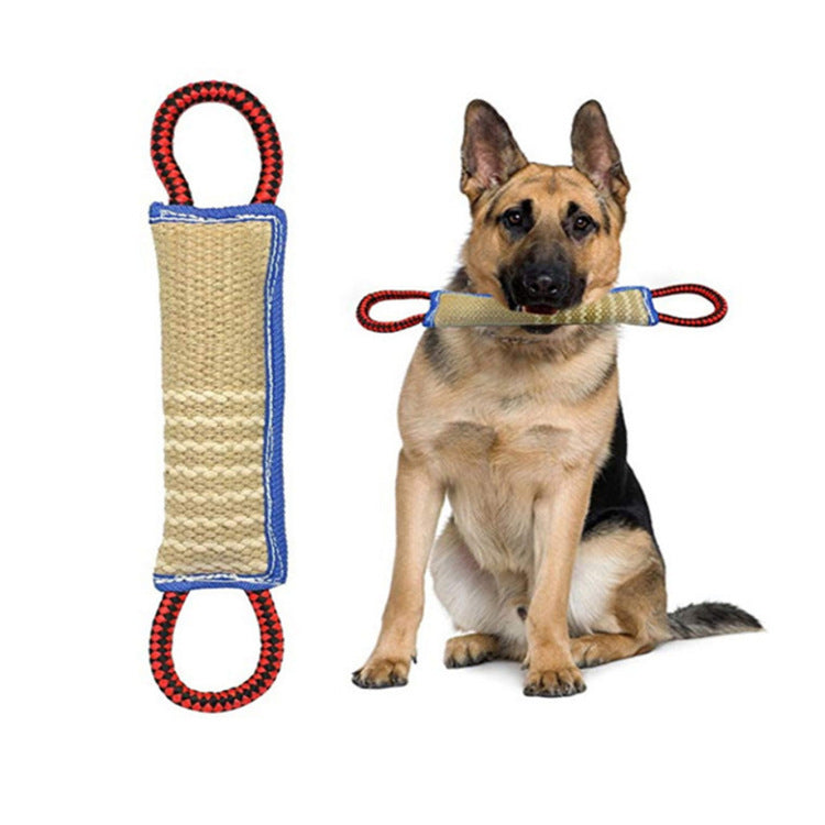 Linen Dog Bite Tug Toy | Durable Training Stick with Blue Edge dog training