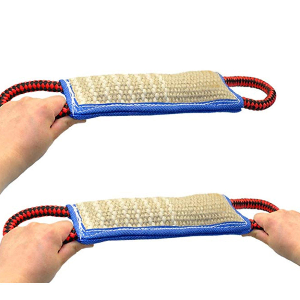 Linen Dog Bite Tug Toy | Durable Training Stick with Blue Edge dog training