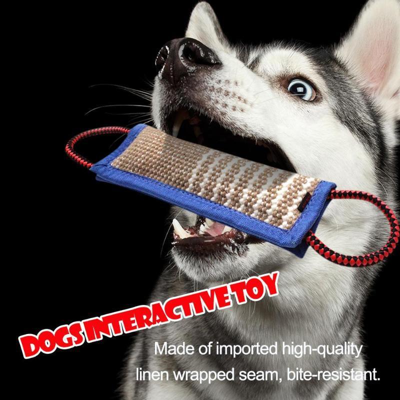 Linen Dog Bite Tug Toy | Durable Training Stick with Blue Edge dog training