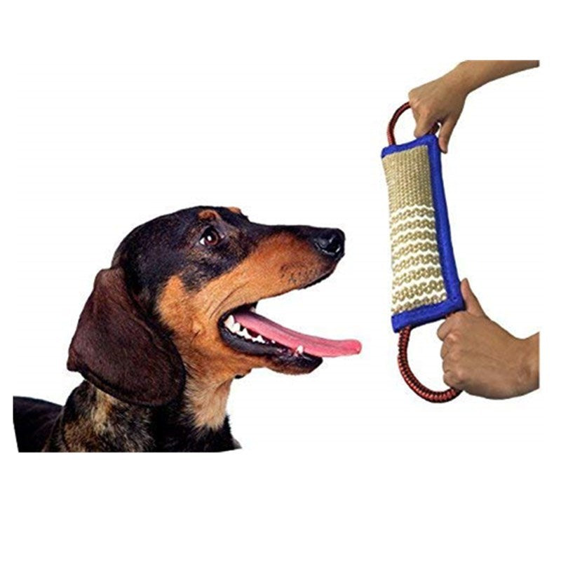 Linen Dog Bite Tug Toy | Durable Training Stick with Blue Edge dog training