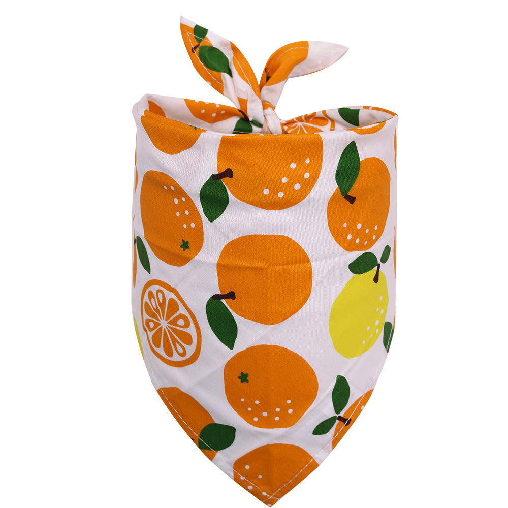 Dog Triangle Scarf: Cotton Dog Saliva Bandana with Fruit Pattern E / M Accessories