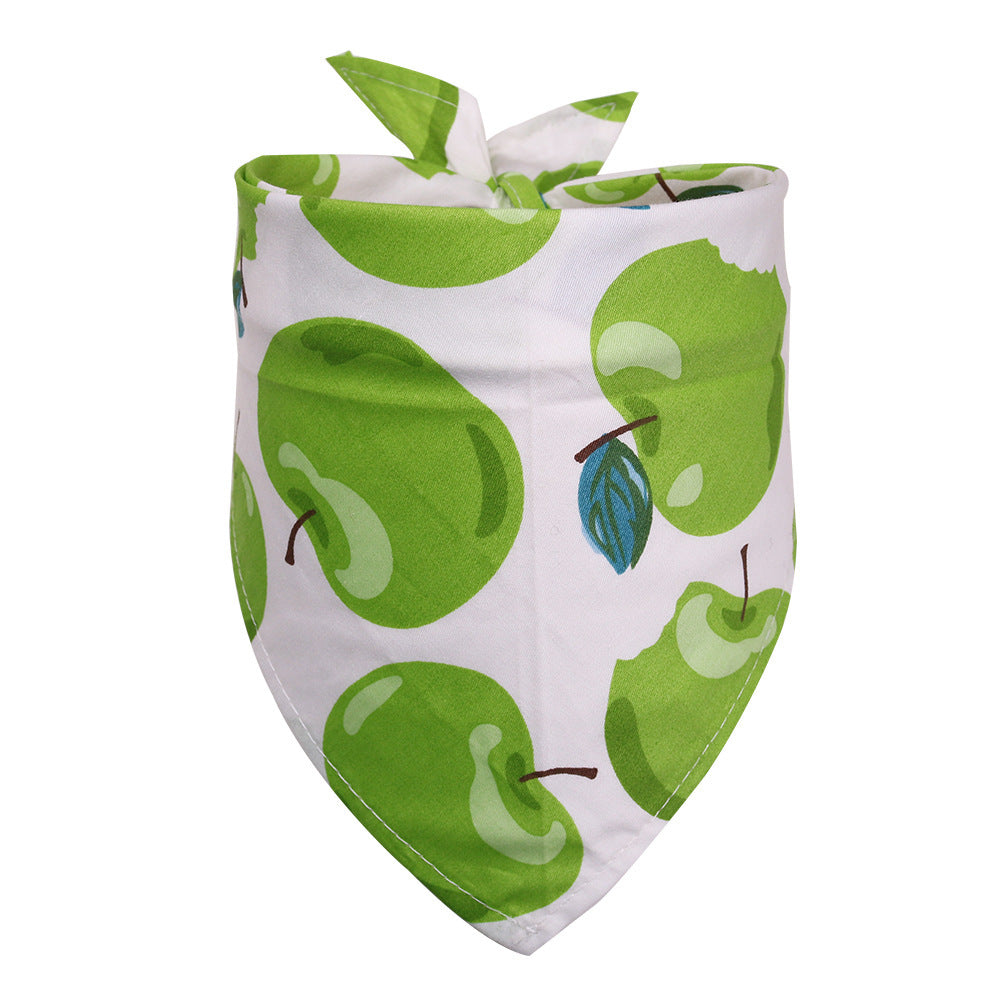 Dog Triangle Scarf: Cotton Dog Saliva Bandana with Fruit Pattern B / M Accessories