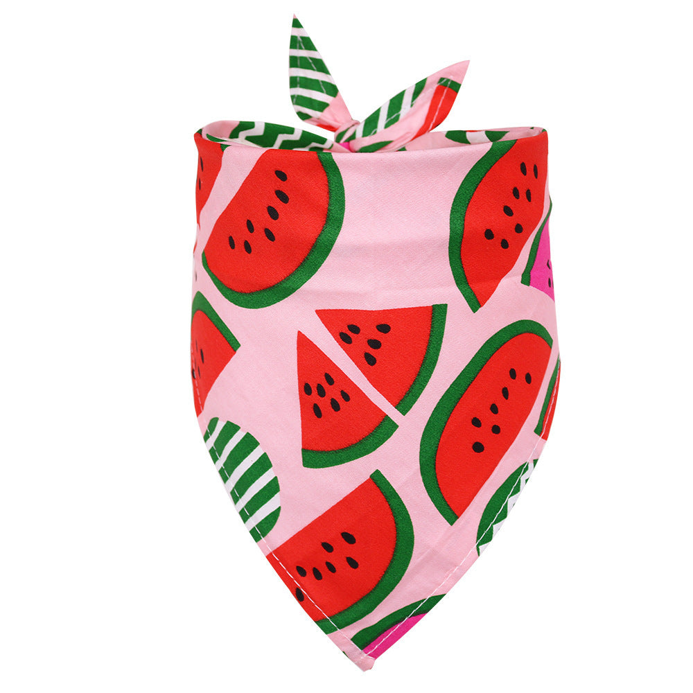 Dog Triangle Scarf: Cotton Dog Saliva Bandana with Fruit Pattern C / M Accessories