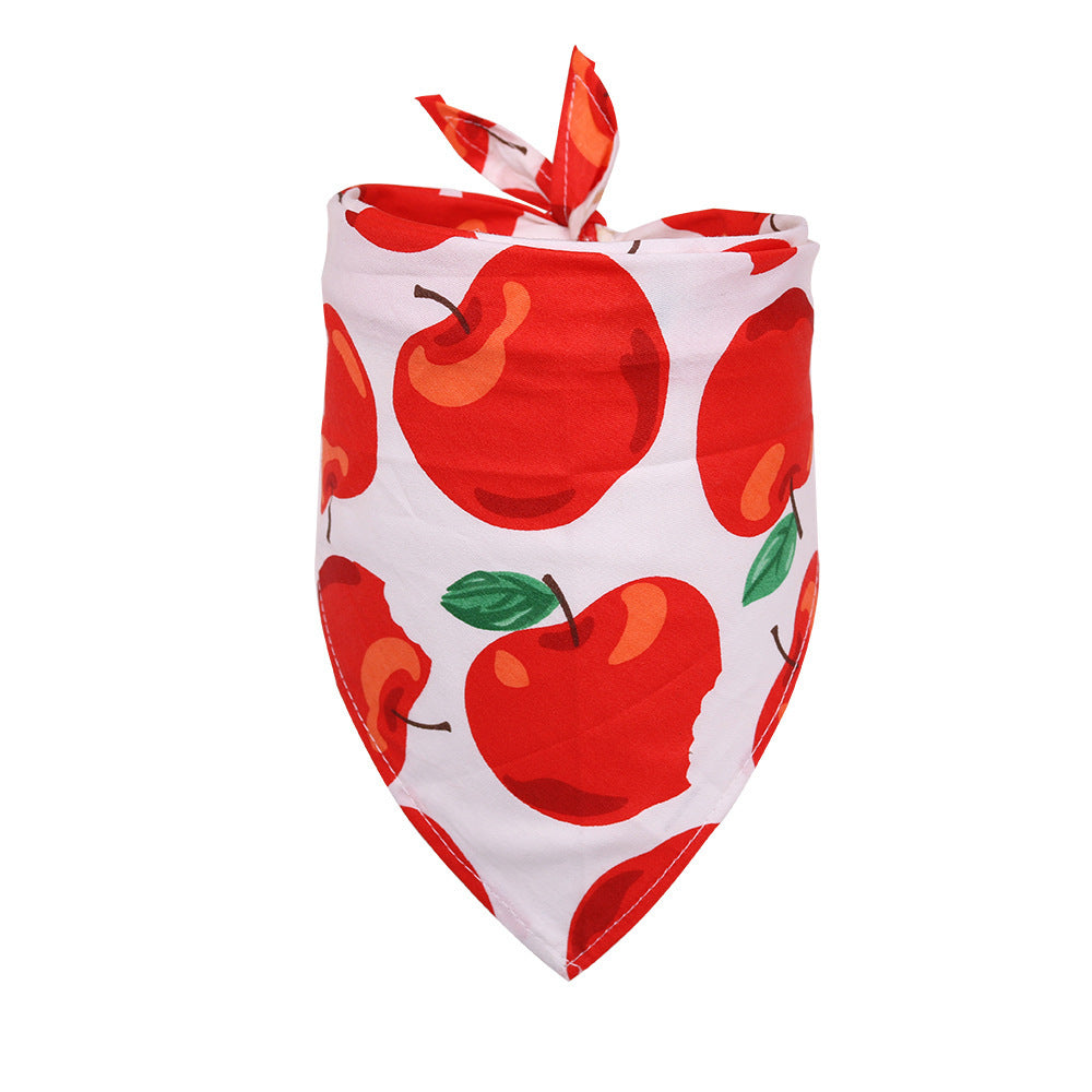 Dog Triangle Scarf: Cotton Dog Saliva Bandana with Fruit Pattern A / M Accessories