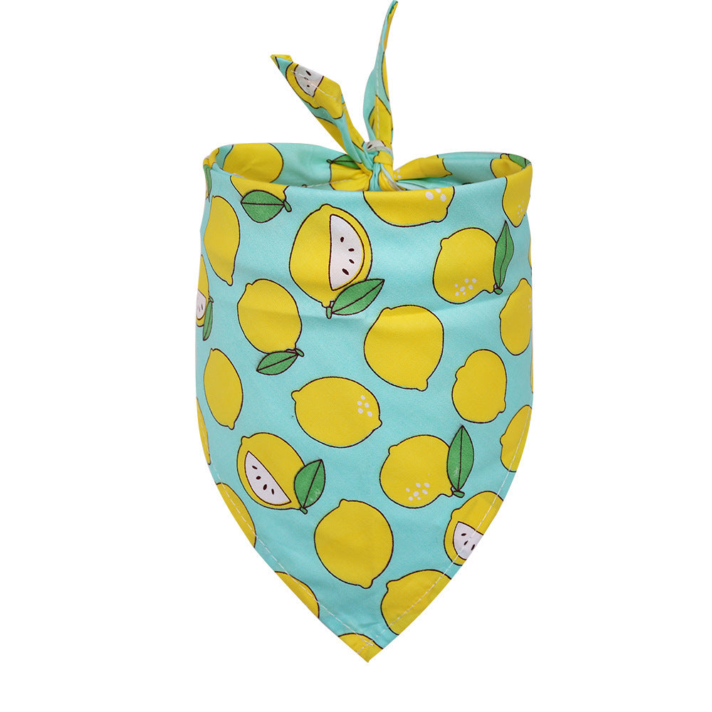 Dog Triangle Scarf: Cotton Dog Saliva Bandana with Fruit Pattern D / M Accessories