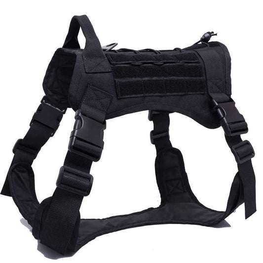 Military Tactical Dog Harness And Vest | Adjustable Dog Gear - Black / L - harness