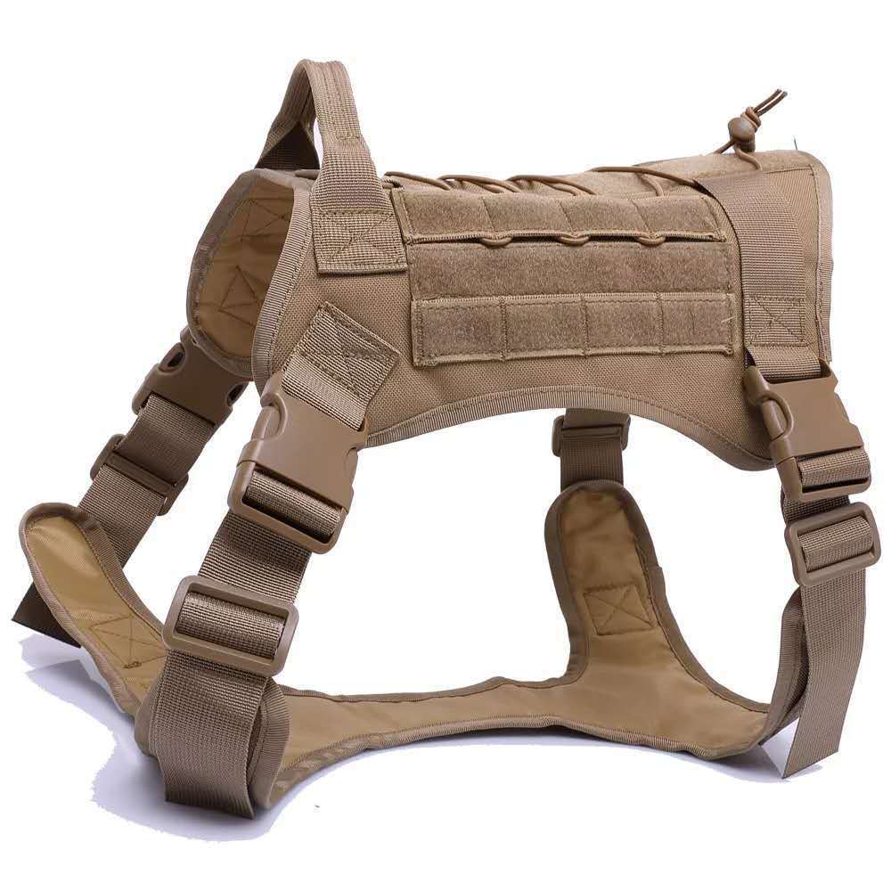 Military Tactical Dog Harness And Vest | Adjustable Dog Gear - Brown / L - harness