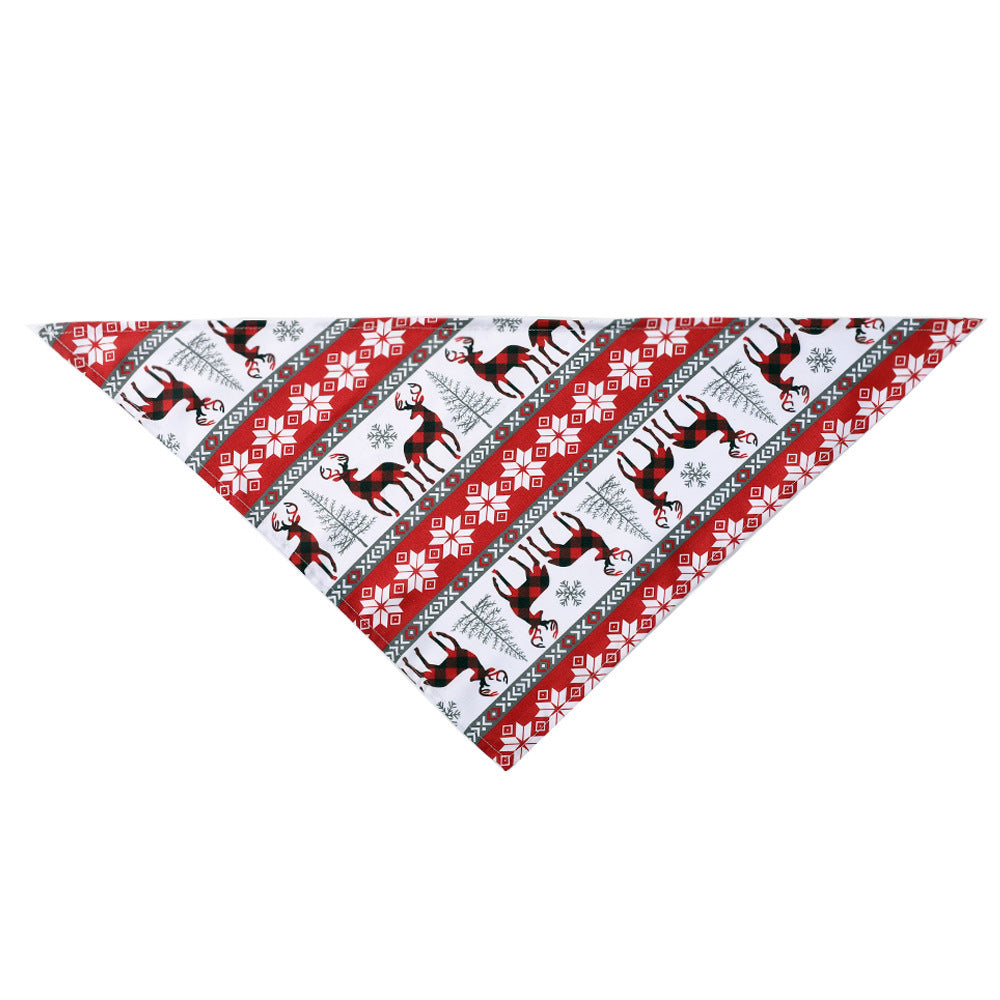 Christmas Dog Scarf: Dog Triangle Bandana For Holidays Striped deer / 45X45X65cm Accessories