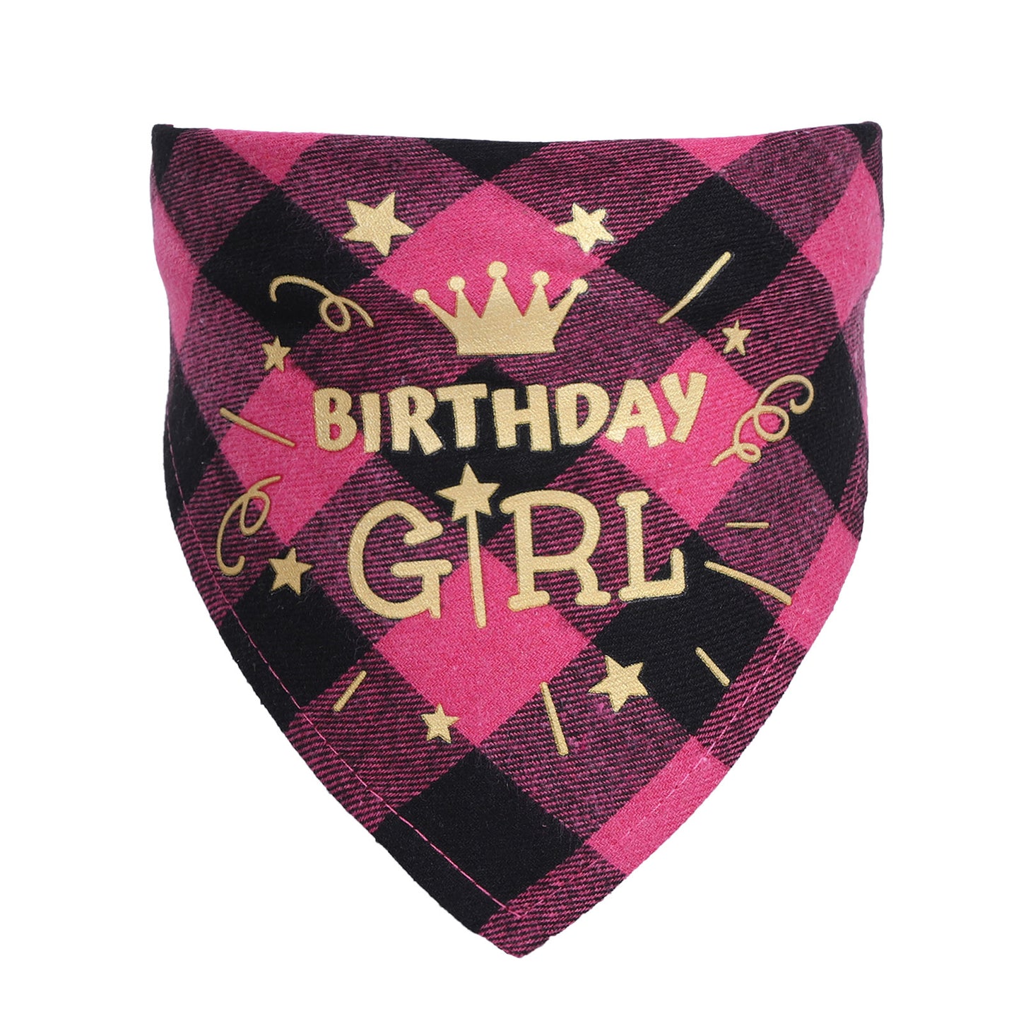 Cotton Check Dog Scarf Birthday Party Accessories Pink / 20to42cm birthday