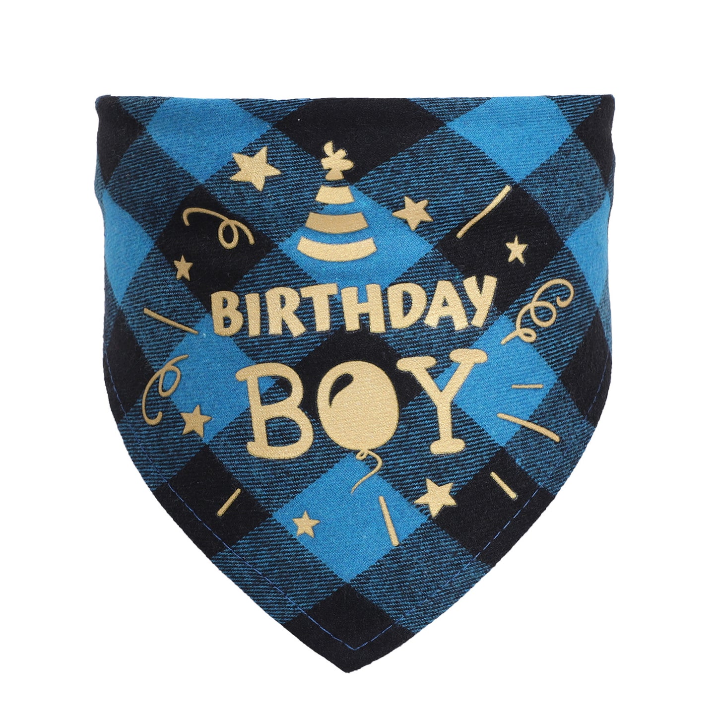 Cotton Check Dog Scarf Birthday Party Accessories Sky Blue / 20to42cm birthday