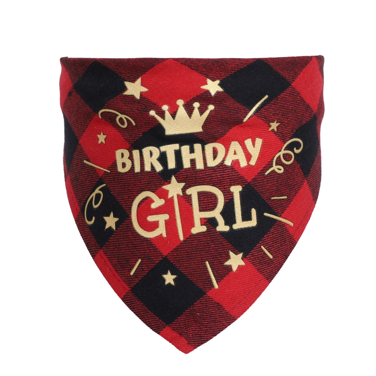 Cotton Check Dog Scarf Birthday Party Accessories Orange Red / 20to42cm birthday