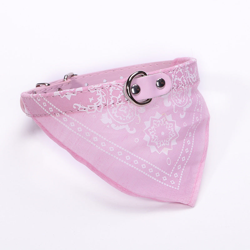 Adjustable PU Leather Dog Collar with Bandana Pink / 2XL Accessories