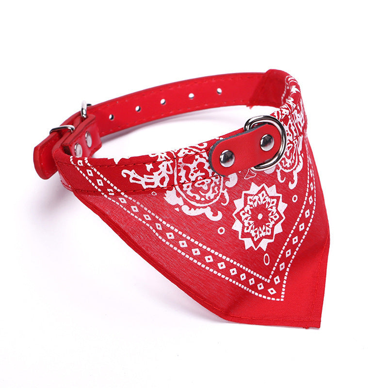 Adjustable PU Leather Dog Collar with Bandana Red / 2XL Accessories