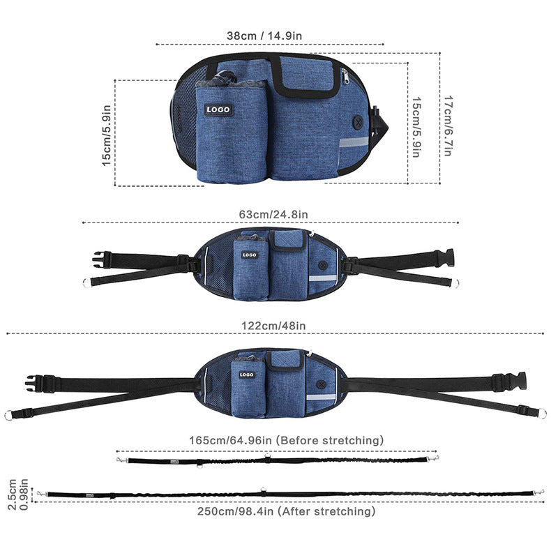 Hands Free Dog Training Leash And Waist Bag Set | Outdoor Pouch for Training With Dogs leash