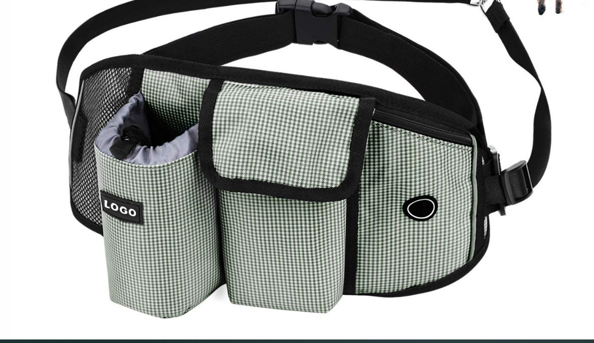 Hands Free Dog Training Leash And Waist Bag Set | Outdoor Pouch for Training With Dogs Green leash