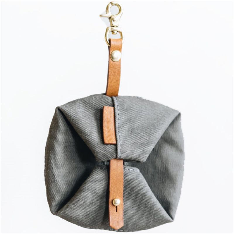 Waterproof Canvas Dog Bowl | Foldable Portable Travel Feeder Grey travel