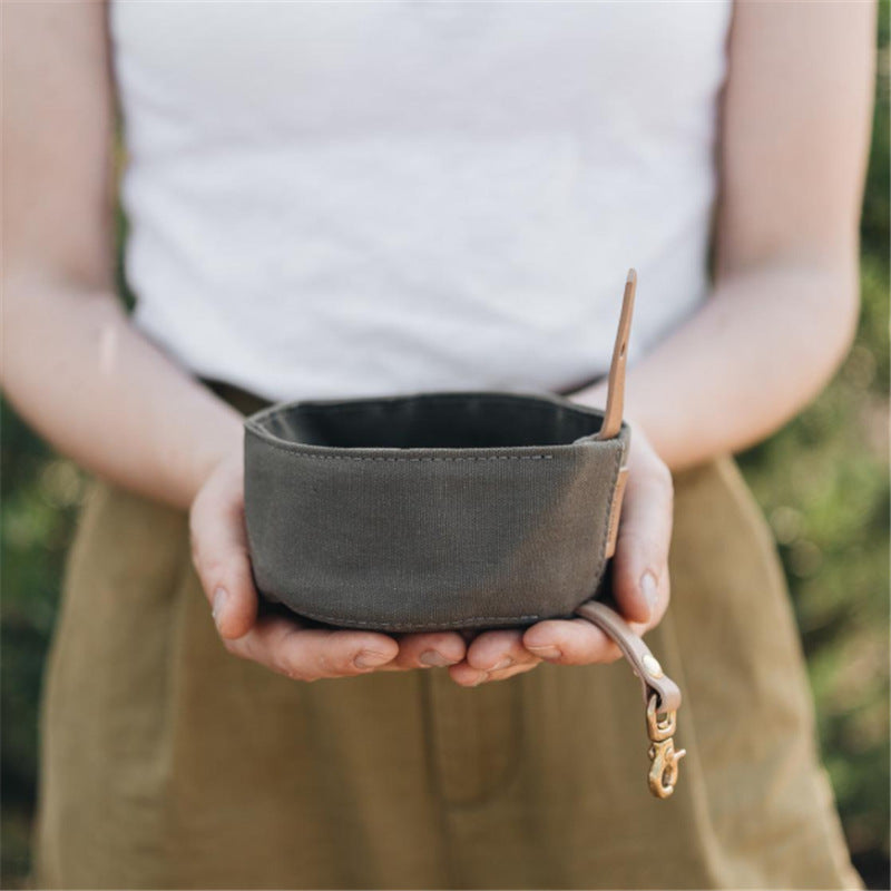 Waterproof Canvas Dog Bowl | Foldable Portable Travel Feeder travel