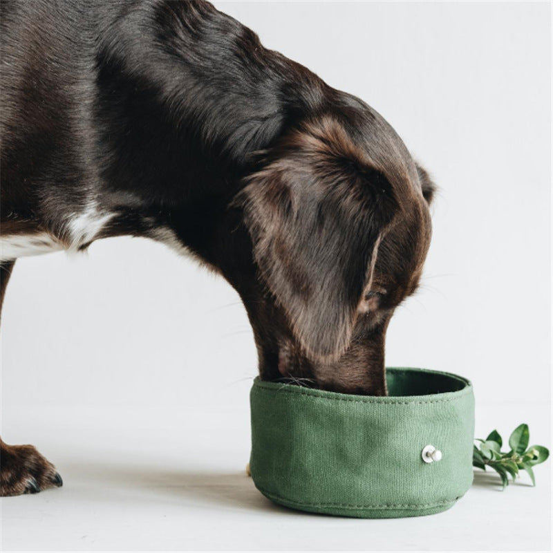 Waterproof Canvas Dog Bowl | Foldable Portable Travel Feeder travel