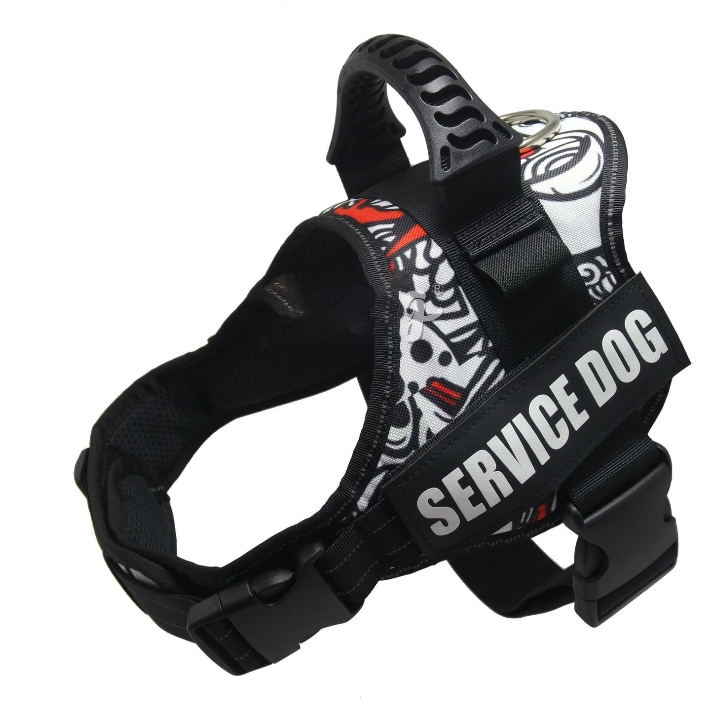 Adjustable And Reflective Dog Harness | Breathable Dog Vest for All Dog Sizes - White graffiti / 2XL - Dog Harnesses &