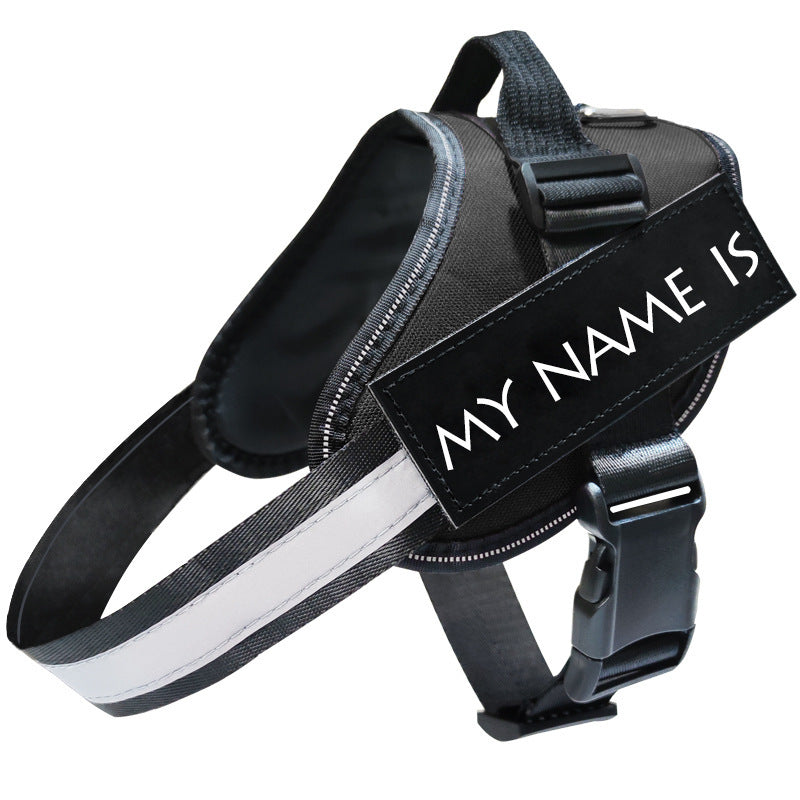 Adjustable Reflective Dog Harness | Dog Vest with Chest Strap - Black / 2XL - harness