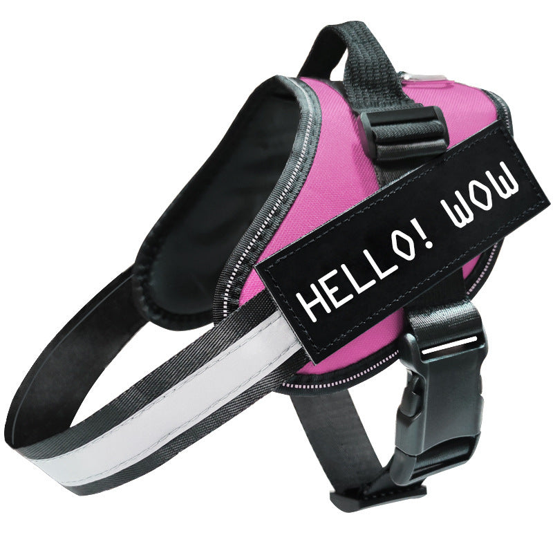 Adjustable Reflective Dog Harness | Dog Vest with Chest Strap - Pink / 2XL - harness