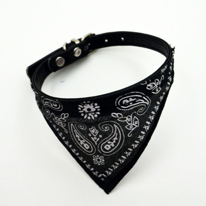 Colorful Dog Bandana: Dog PU Leather Triangle Scarf Black / PU triangle scarf Accessories