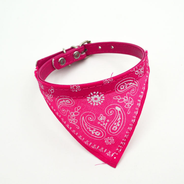 Colorful Dog Bandana: Dog PU Leather Triangle Scarf Rose Red / PU triangle scarf Accessories