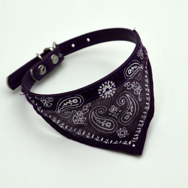 Colorful Dog Bandana: Dog PU Leather Triangle Scarf Purple / PU triangle scarf Accessories
