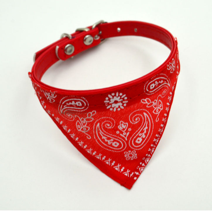Colorful Dog Bandana: Dog PU Leather Triangle Scarf Red / PU triangle scarf Accessories