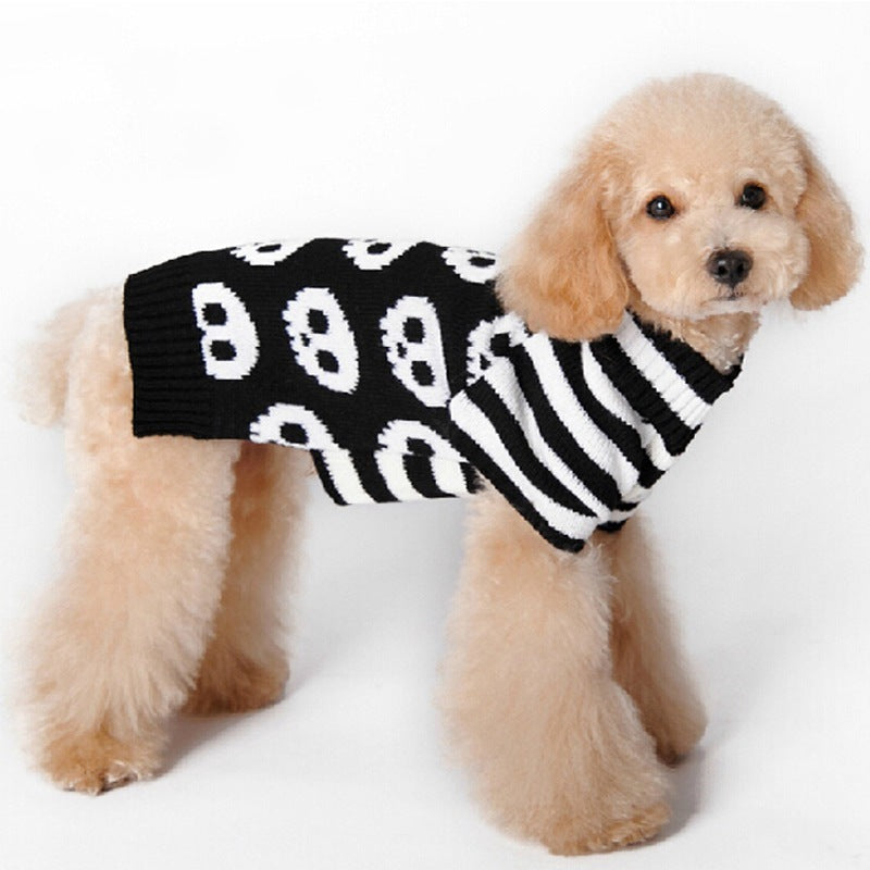 Skull Dog Halloween Sweater: European And American Style Acrylic Dog Outfit Accessories