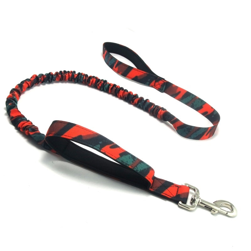 Camouflage Bungee Dog Leash | Elastic Dog Traction Belt - Red - leash
