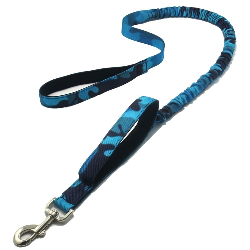 Camouflage Bungee Dog Leash | Elastic Dog Traction Belt - Blue - leash
