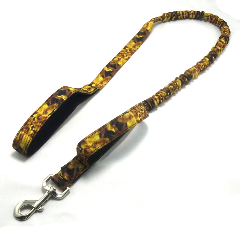 Camouflage Bungee Dog Leash | Elastic Dog Traction Belt - Yellow - leash