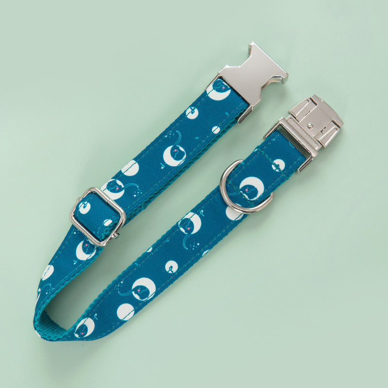Durable Adjustable Dog Collar in Blue - Secure Metal Buckle Stylish and Comfortable - outdoor