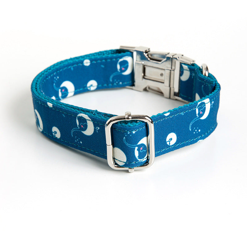 Durable Adjustable Dog Collar in Blue - Secure Metal Buckle Stylish and Comfortable - outdoor
