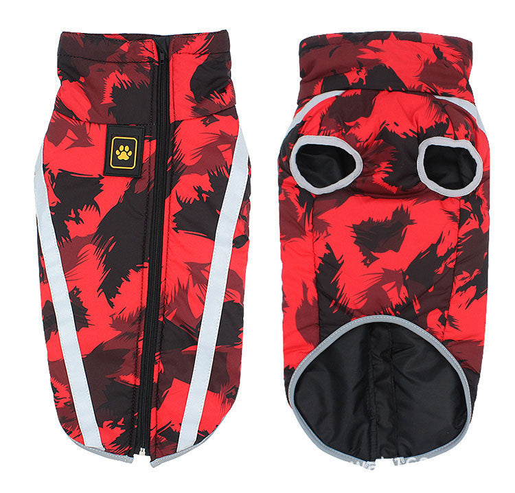 Thick And Warm Dog Coat for Big Dogs | Winter Dog Jacket with Fun Patterns - Red graffiti / 2XL - outdoor