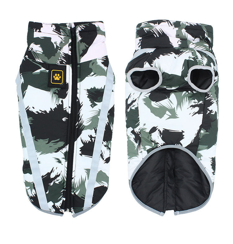 Thick And Warm Dog Coat for Big Dogs | Winter Dog Jacket with Fun Patterns - Camouflage graffiti / 2XL - outdoor