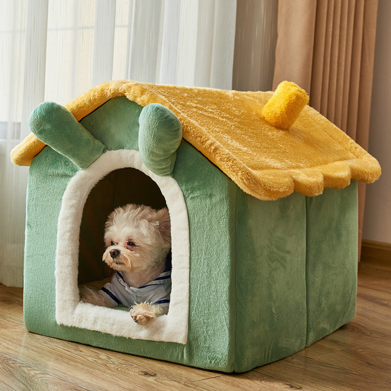 Plush Yurt Dog House | Washable Dog House Green / L house