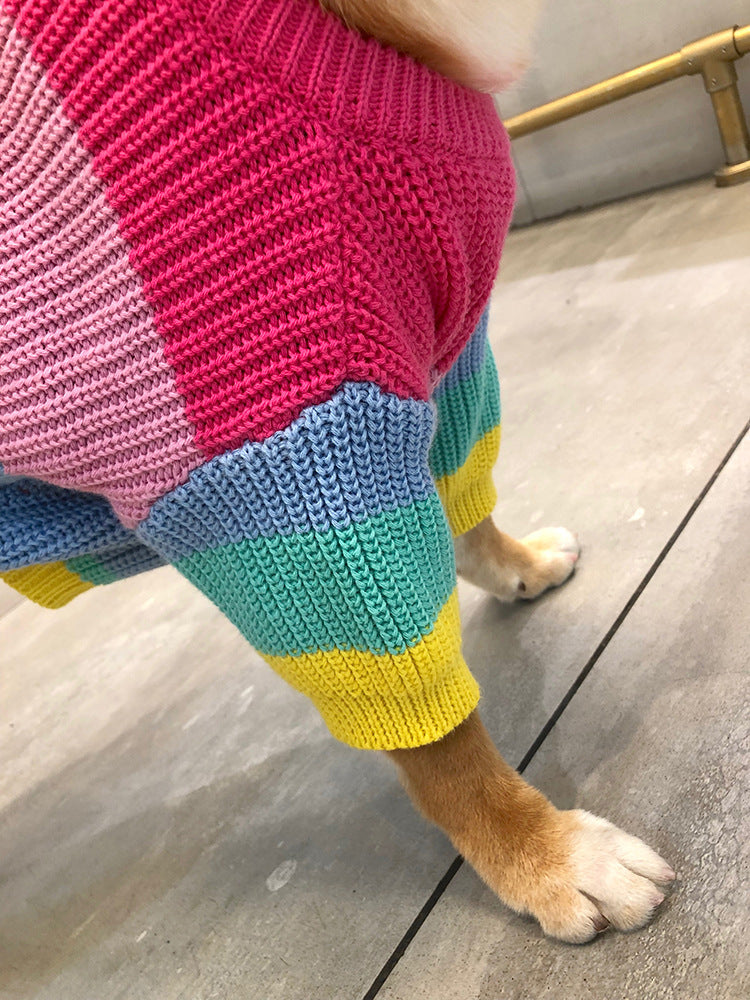 Rainbow Dog Sweater: Soft Wool Knit Dog Jumper for All Seasons Accessories