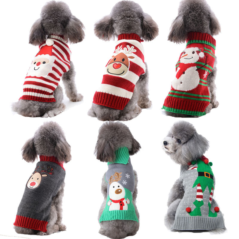 Christmas Pompom Dog Sweater European and American Style Pet Dog Apparel christmas