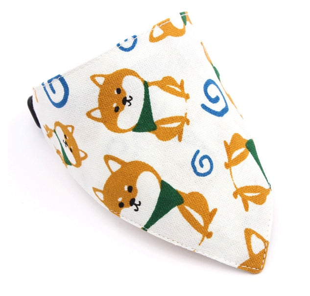 Japanese Style Dog Saliva Towel: Triangle Scarf Collar And Bandana White / L Accessories