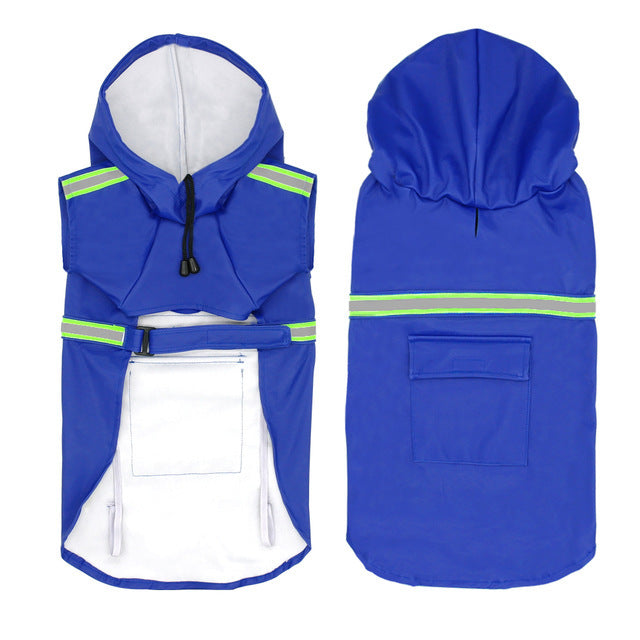 Waterproof Dog Raincoat: Reflective PU Dog Rain Jacket with Pockets - Dark blue / 2XL - Accessories