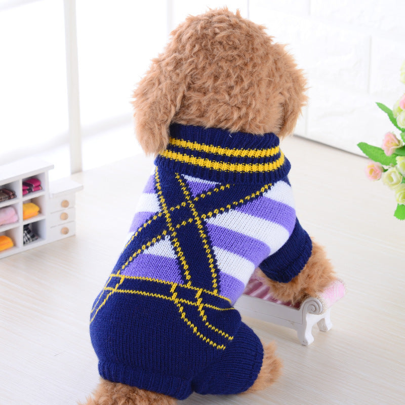 Warm Wool Knitted Dog Sweater | Four Legged Casual Dog Jumper Blue / Strap / L Accessories