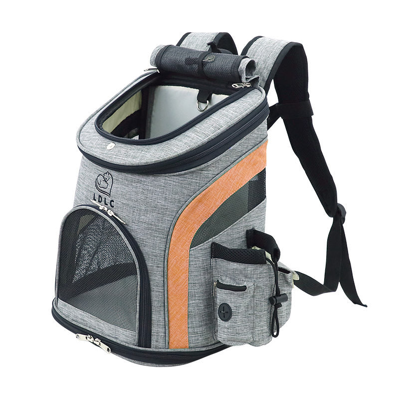 Ventilated Dog Backpack Carrier | Hands-Free Travel Bag for Small Dogs - Orange M - Dog Travel Essential